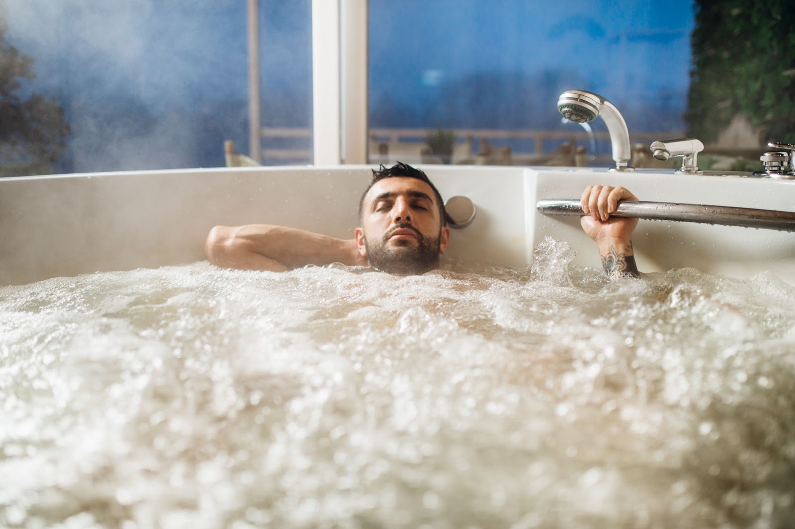 man hot tub